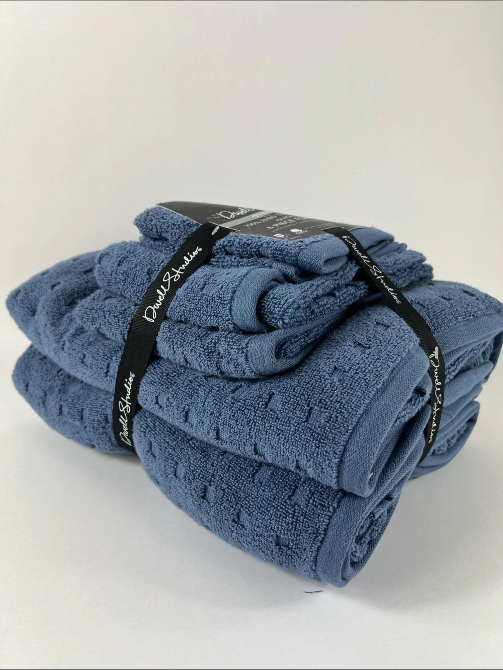 Dwell Studio Bath Towel Set Blue Zero Twist Soft 100% Cotton 6 Piece Set NEW - Picture 4 of 6
